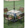 thumbnail image 3 of Outdoor Tablecloth with Umbrella Hole and Zipper, Blue Pumpkins Fall Square Table Cloth 60x60 Inch Waterproof Tablecloth, Thanksgiving Eucalyptus Leaf Rustic Picnic Table Cover for Patio Camping, 3 of 7