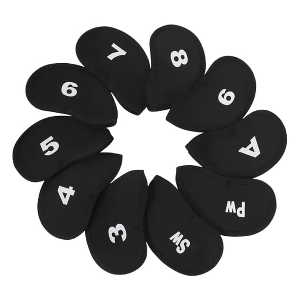 10 fundas para cabezas de hierro de golf, de neopreno, profesionales, para exteriores. Negro