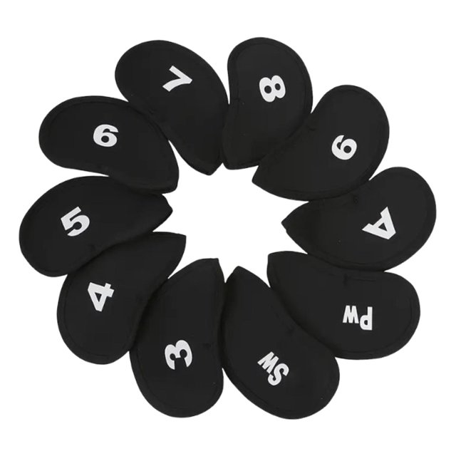 10 Fundas Protectoras para Cabezas de Hierro de Golf, Regalos para Golfistas, a Prueba de Polvo, de Neopreno, Fundas Protectoras Profesionales para Ca Negro