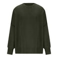 thumbnail image 2 of Duoif Sweaters for Women Trendy Women's Solid Color Fashion Casual Loose Knitted Split Round Neck Pullover Sweater Women's Sweaters Womens Tops Army Green L, 2 of 7