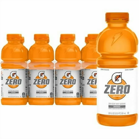 Gatorade Thirst Quencher Zero Sugar Sports Drink, Orange, 20Oz Bottles, 8 Pack, Electrolytes For Rehydration - Pack of 2