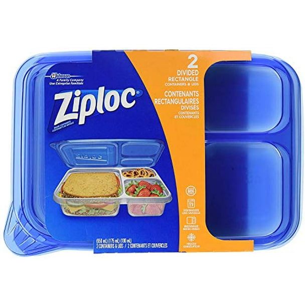 Divided Rectangular Food Containers - 925 ml, 2 Pack 