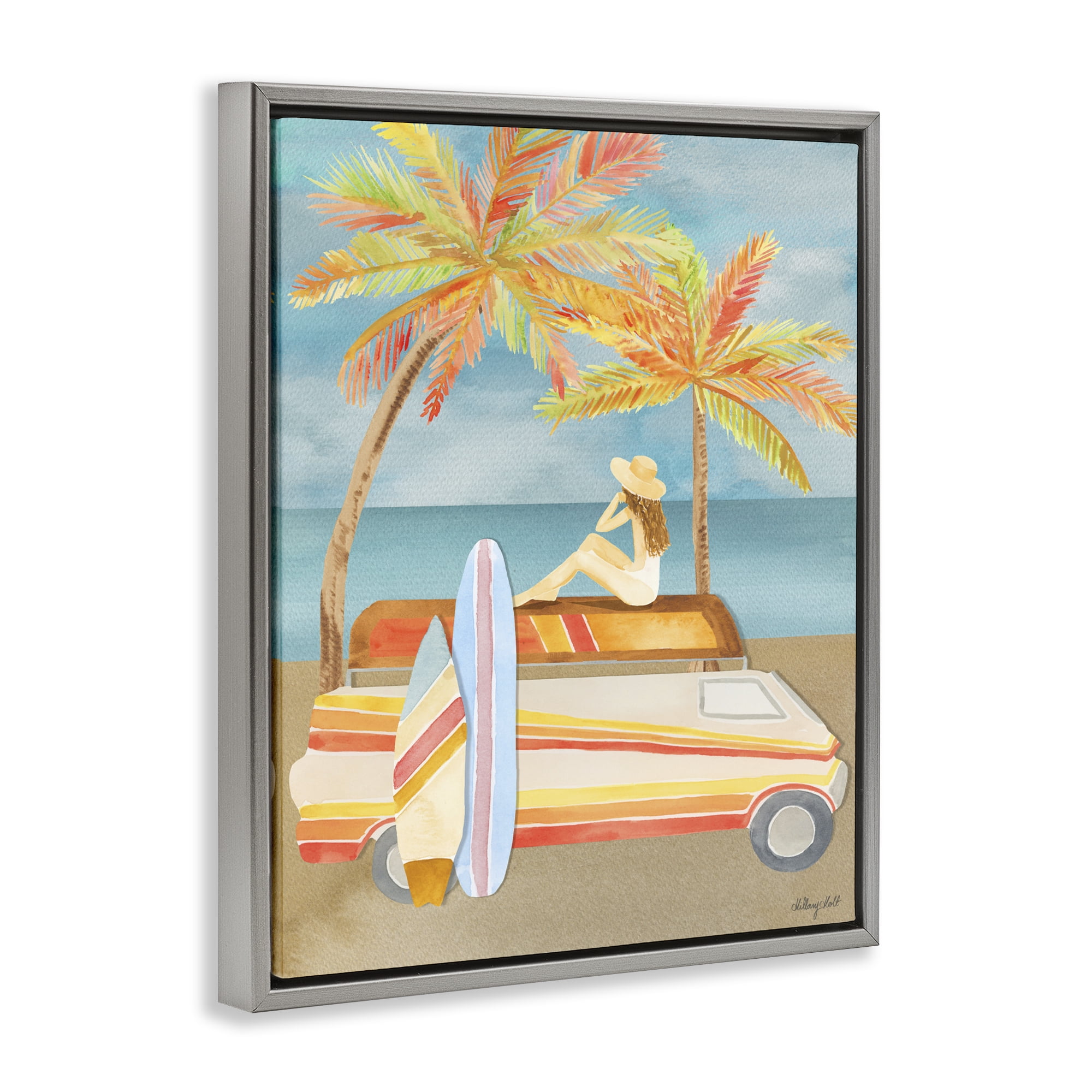 Stupell Industries California Road Trip Gray Framed Floater Canvas Wall Art, design by Hillary Holt
