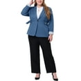 thumbnail image 3 of MODA NOVA Juniors Plus Size Stripe Cuff Notched Lapel Casual Blazer, 3 of 6