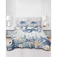 thumbnail image 2 of Quilts Full Size Bedding Set, Blue Octopus Coastal Lightweight Quilted Comforter, Beach Starfish Nautical Coral Retro Soft Reversible Bedspread Coverlet with Pillow Covers for All Season, 78" x 90", 2 of 7