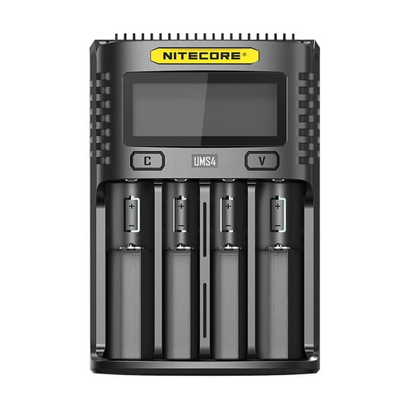 Nitecore Intelligent USB Superb Battery Charger, Four Slot, Black, 6952506492824