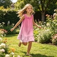 thumbnail image 2 of Gunia Little Girl Nightgown Princess Pajama Dress Summer Floral Printed Tiered Ruffle Spaghetti Strap Soft Cute Casual A Line Boho Dress For Party Birthday Night Gowns Pjs Loungewear 7-8 Years, 2 of 4
