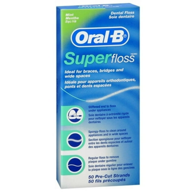 Hilo dental Oral-B Super Floss Mint, 50 hebras precortadas