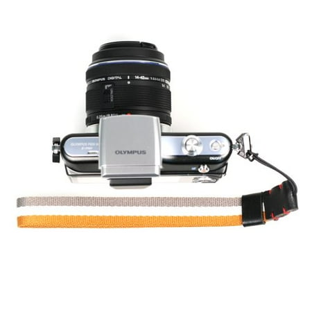 Foto&Tech Four Seasons Series Knitted grosgrain Adjustable Wrist Strap Gray/Orange Multi- Striped for Sony NEX Leica Canon Nikon Panasonic Fujifilm Olympus Pentax Samsung Mirrorless compact Cameras