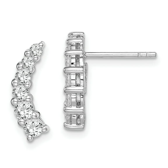 Primal Silver Sterling Silver Rhodium-plated Graduated Cubic Zirconia Curved Post Earrings