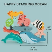 Mentari Toys - Happy Stacking Ocean - with Drawstring Bag for Easy Storage - Age 18M+