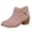 Boots - Pink, variant on Ankle Boots for Women Closed Toe Short Booties Elegant Faux Suede Dazzling Rhinestone Chain Ankle Strap Decor Chunky Block Heel Dressy Wedding Guest Shoes