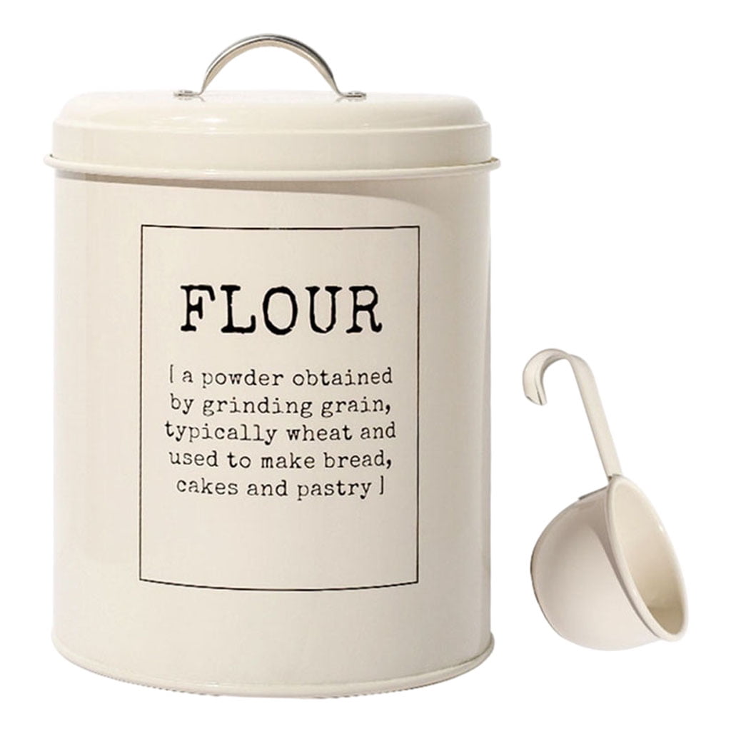 Flour Canister White Tin W Airtight Lid, Large Flour Containers, Food  Storage, Rustic Kitchen Jar, Farmhouse Bakery Decor, Women Baker Gifts 