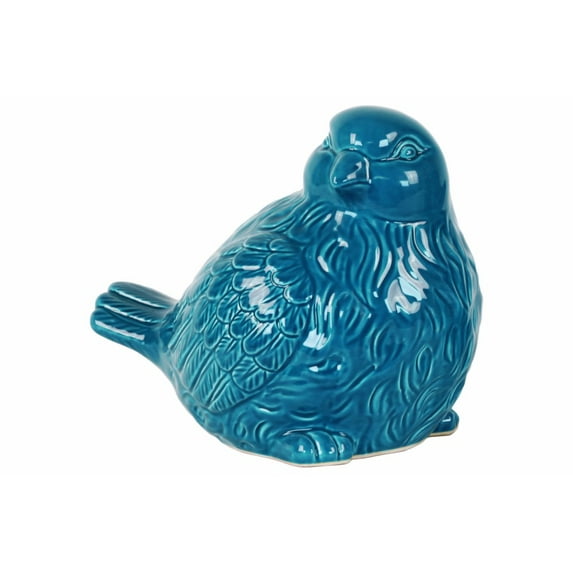 Ceramic Bird Figurine Looking Right Gloss Finish - Blue