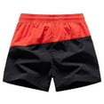 thumbnail image 3 of RYDCOT Men's Colorblock Elastic High Waist Drawstring Casual Breathable Summer Beach Shorts with Pocket Black, 3 of 4
