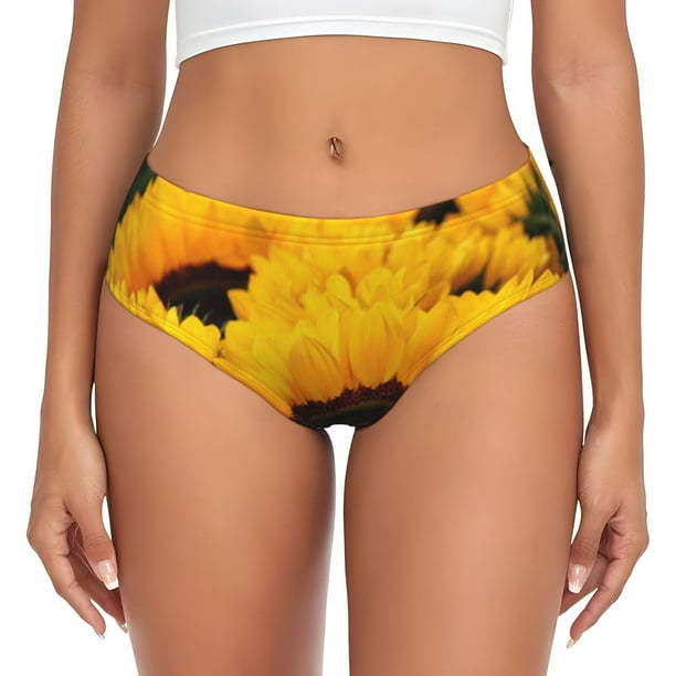 Fotbe Flower Bush Sunflower Calzones Estampados para Mujer – Ropa Interior de Algodón, Cómoda, Suave y Elástica-Large