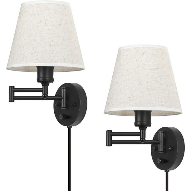 Modern Plug in Wall Lights, Dimmable Wall Sconce, Swing Arm Wall