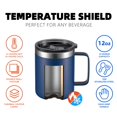 thumbnail image 4 of ALOUFEA Taza de café aislada de acero inoxidable de 12 oz con asa, taza de viaje al vacío de doble pared, vaso con tapa deslizante, azul marino, 4 of 5