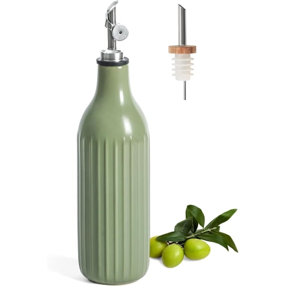 Olive Oil Dispenser Bottle, 19 oz Oil Dispenser for Kitchen and Vinegar Dispenser Bottle, Suitable for Vinegar, Coffee Syrups & Other Liquids, Green