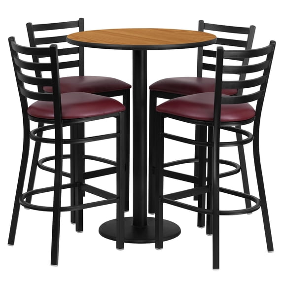 Bowery Hill 5 Piece Round Laminate Table Set in Natural and Black