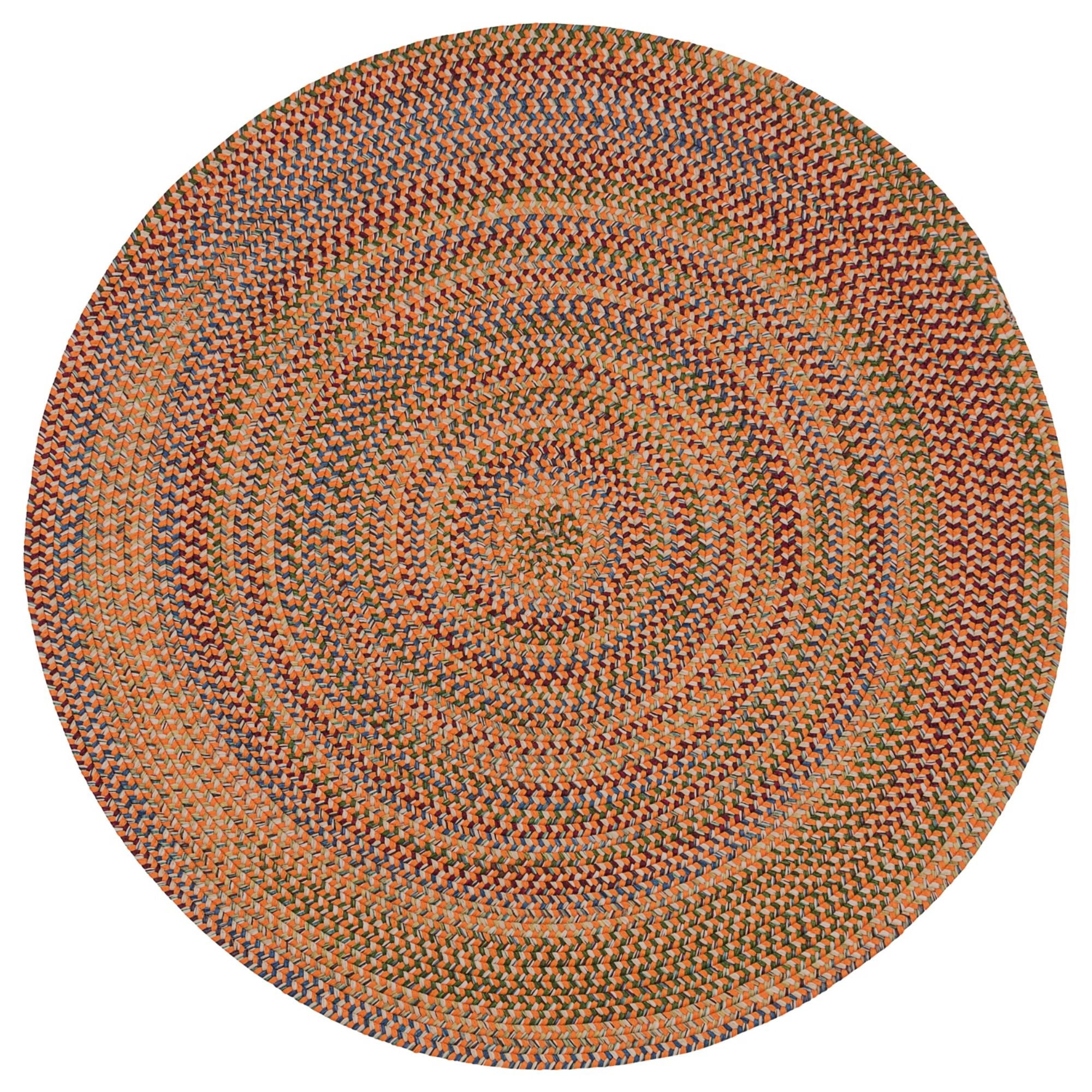 15' x 15' Orange and Red Handcrafted Round Outdoor Area Throw Rug