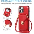 thumbnail image 4 of Compatible with iPhone 14 Pro Max Wallet Case PU Leather Crossbody Strap Lanyard Clasp Durable Card Holder Slot Protective Cover for Women Girls Red, 4 of 5