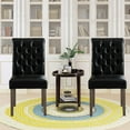 thumbnail image 2 of Vanity Art Synthetic Leather Tufted Dining Chairs Solid Wood Accent Chair Armless (Set of 2), Black UC-4BLKNY, 2 of 7