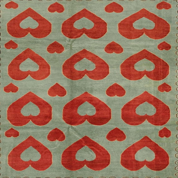 Ahgly Company Indoor Square Abstract Green Abstract Area Rugs, 8' Square