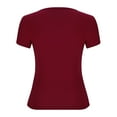 thumbnail image 5 of YYDGH Womens Summer Short Sleeve Cute Crop Tops Casual Basic Crewneck Slim Fit T-Shirts Wine Red S, 5 of 6