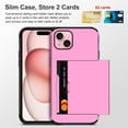 thumbnail image 2 of for iPhone 15 Case with Card Holder Heavy Duty Dual Layer Shockproof iPhone 15 Wallet Case Hidden Card Slot Slim Phone Case for iPhone 15 (Pink), 2 of 14