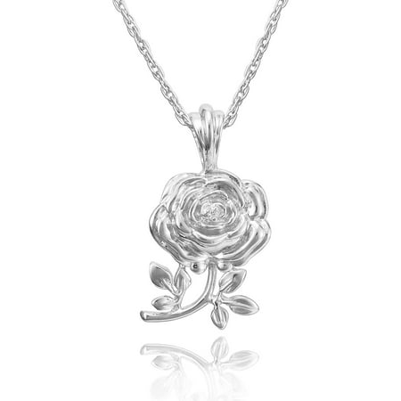 Precious Moments Sterling Silver Diamond Accent Rose Pendant with Chain, 18