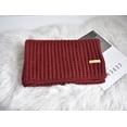 thumbnail image 3 of Bufanda de punto de lana gruesa Ins Harajuku para mujer, invierno, coreano, versátil, mantiene el calor, estudiantes japoneses, cuello sólido, color rojo vino, 3 of 4