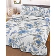 thumbnail image 3 of Quilts Full Size, Blue Floral Birds Soft Comforter Bedding Set for Bed, Farmhouse Flowers Pastoral Lightweight Quilted Bedspread with Pillow Cover(2 Pieces) for All Season, 78x90 Inch, 3 of 6