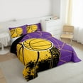 thumbnail image 3 of Feelyou Boys Cartoon Basketball Bedding Comforter Set, Purple Yellow Stripes Geometric Twin Comforter Sets, Modern Ball Game Reversible Bedding Set, Ultra Soft Home Decor, 2-Piece, 3 of 8