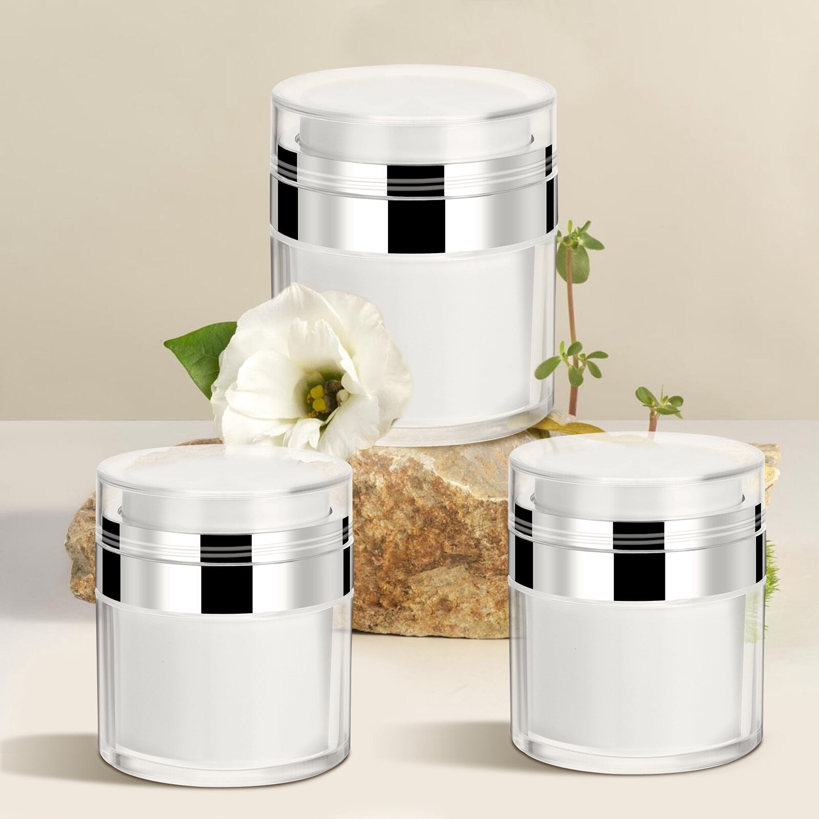 OHOIOLLA Vacuum Airless Pump Jars Multi Acrylic Cosmetic Containers for Lotion Storage