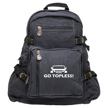 Go Topless Jeep Offroad Army Heavyweight Cotton Canvas Backpack