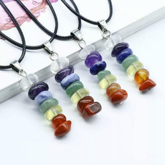 K-KED 20pc 7 Chakra Stone Pendant Necklace Amulet Crystal Quartz Reiki Healing Balance