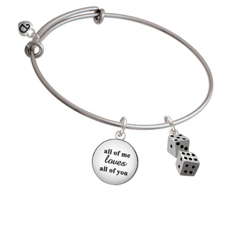 Silvertone Pair of Dice You Are More Loved Bangle Bracelet