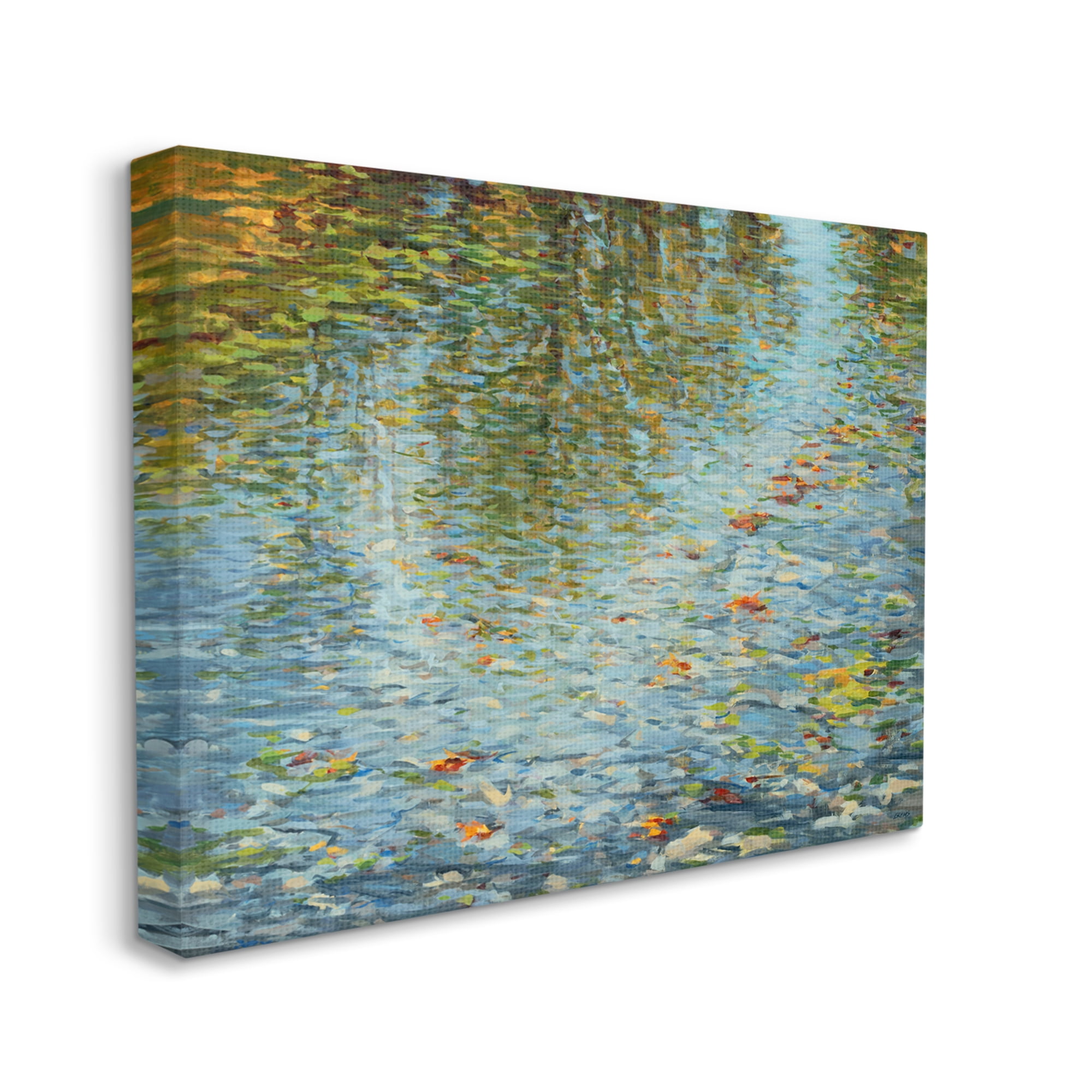 Stupell Industries Abstract Lake Water Reflection Expressive Summer Pond Leaves, 48 x 36,Design by Scott Brems