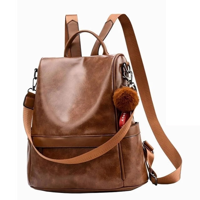 Mochila Mujer Moda Impermeable Antirrobo Bolsa Para Mujer MARRON CLARO PU mochila, casual, mujer