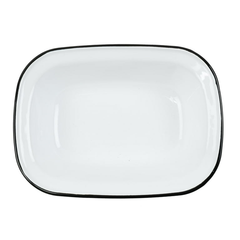 White Enamel Food Serving Dish Oven Tin Cook Plate Kitchen Tray Farmhouse Decor White Enamel Food Serving Dish Oven Tin Cook Plate Kitchen Tray Farmhouse Decor