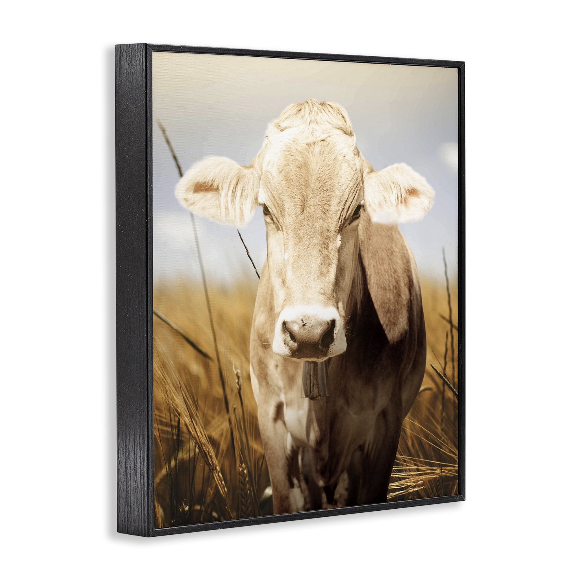Stupell Industries Simple Belle Cow Portrait Black Framed Giclee Art, design by Marcus Prime