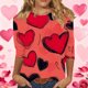 thumbnail image 1 of RKSTN Valentines 3/4 Sleeve Tops for Women Oversized Crewneck Valentine's Day Graphic Printed Short Sleeve T Shirt Womens Casual Round Neck Loose Comfy Loves Heart Print Three Quarter Sleeve Shirts, 1 of 6