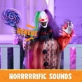 thumbnail image 3 of Joyfy 53" Halloween Animated Hanging Scary Clown Decorations Outdoor,Sound Activated Screaming & Waving Arms,Red Glowing Light Up Eyes,Outdoor Halloween Prop for Yard Lawn Haunted House, 3 of 9