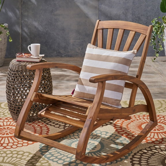 Rocking Chair In , Made From Wood With Retractable Footrest Weather Resistance And Removable Footrest, Constructed Of