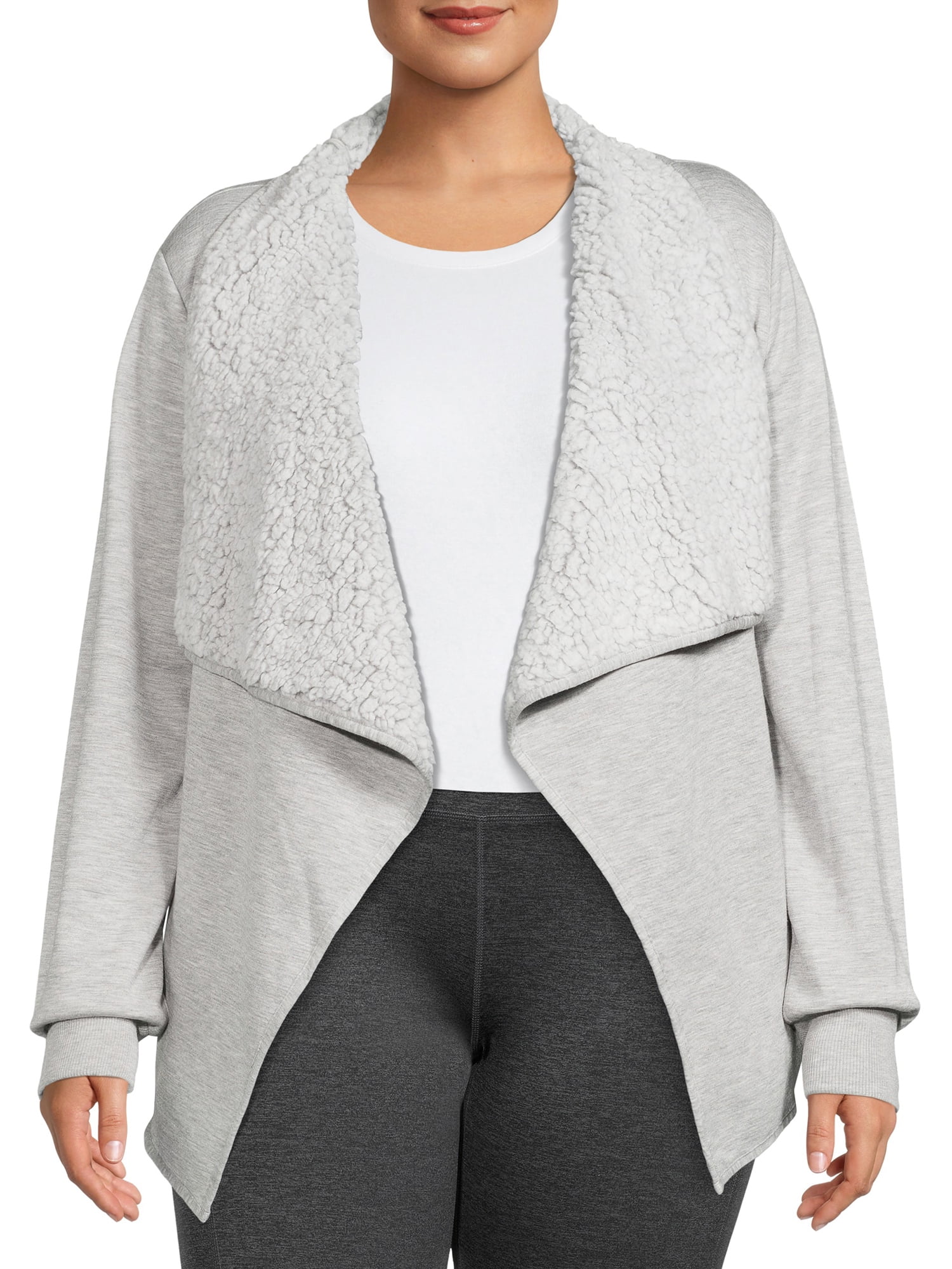Sherpa lined open front cardigan deals