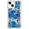 thumbnail image 2 of Slim Fit Phone Case for iPhone 14 Plus,Crystal Bling Quicksand Effect TPU Bumper Case with Four Corners Drop Protection Cover for iPhone 14 Plus (6.7),YBDT Blue Butterfly, 2 of 12