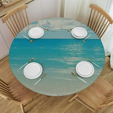 

Sheronv Surfing Round Table Cover Stain Resistant Washable Indoor Outdoor Tablecloth Kitchen Dining Wedding Parties 100% Polyester with Elastic Edge for Picnic Dining Kitchen Farmhouse 54 -58