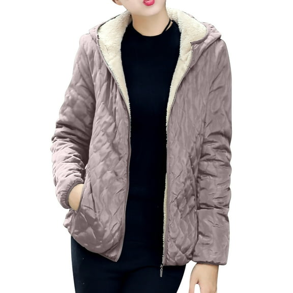 Womens Jackets Hooded Zip Up Coats Casual Solid Long Sleeve Jacket Coats with Pockets
