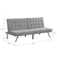 thumbnail image 3 of Loveseat Sofa Bed with Button Tufting Design, Faux Linen Upholstered Sofa Bed with Wood Frame and Stainless Legs, Modern Convertible Leisure Sofa Bed for Apartment , Living Room and Office, Grey, 3 of 9